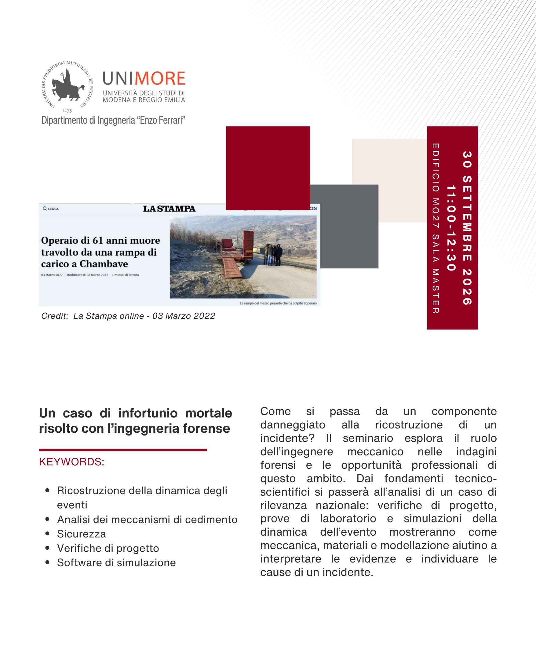Portare la Scienza in Tribunale: come si ricostruisce un incidente complesso?